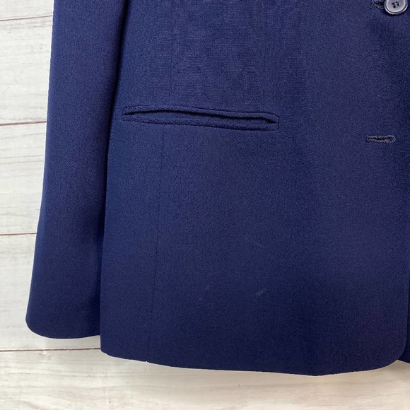Laura Scott Vintage Navy Blue Single Breasted Suit Jacket Size 12 Petite - Picture 7 of 16